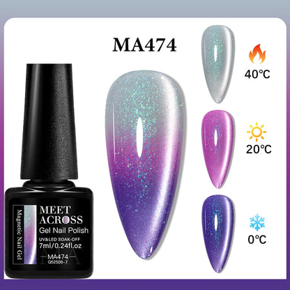 MEET ACROSS 75 Colors Thermal Nail Gel Polish 3 Colors Changing Nail Art Supplies for Manicure DIY Design Long Lasting UV/LED