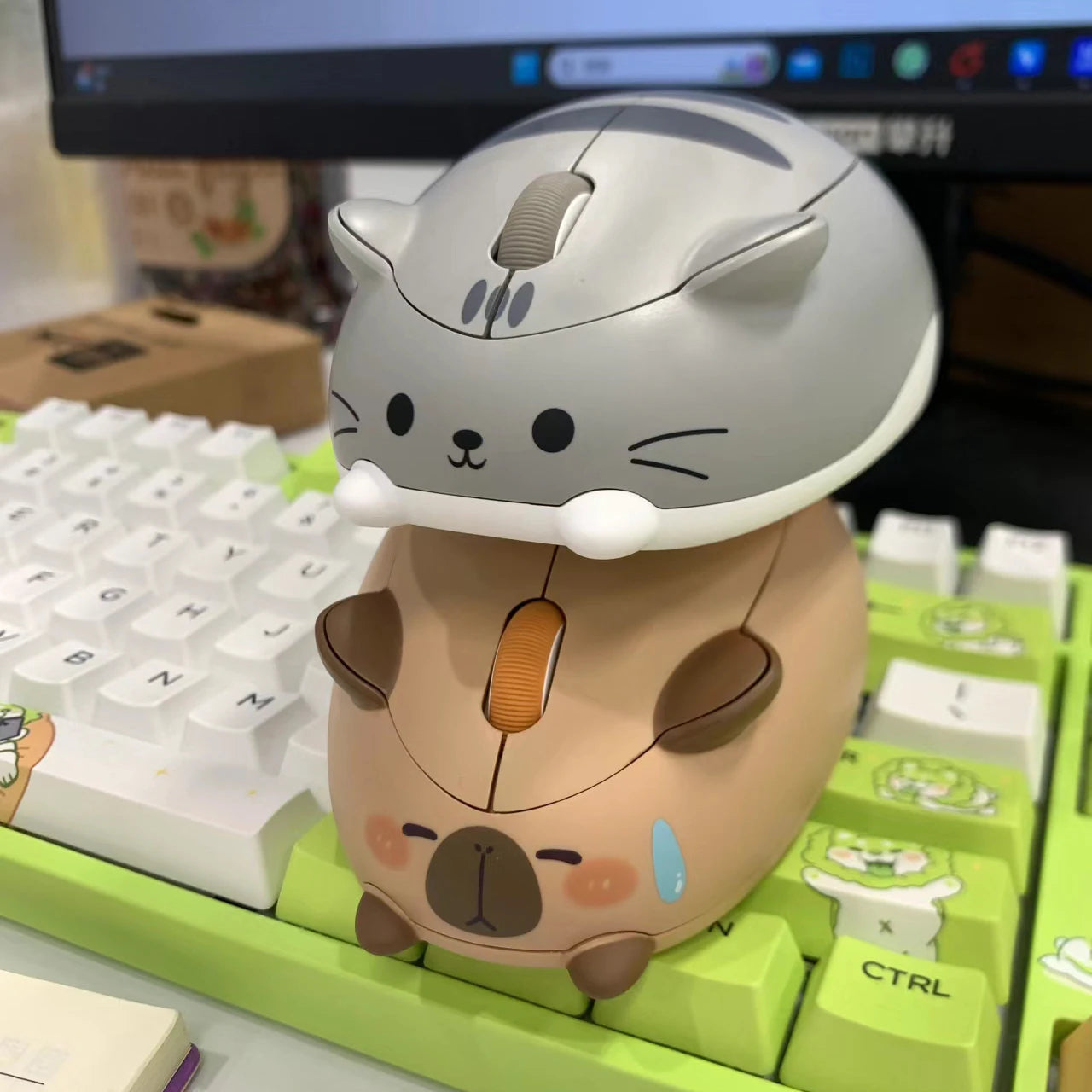 Cute Cat 2.4G Wireless Bluetooth Tri-mode Mouse Creative kitten Mause Ergonomic USB 1200 DPI Mice For PC Laptop Kid Friend Gifts