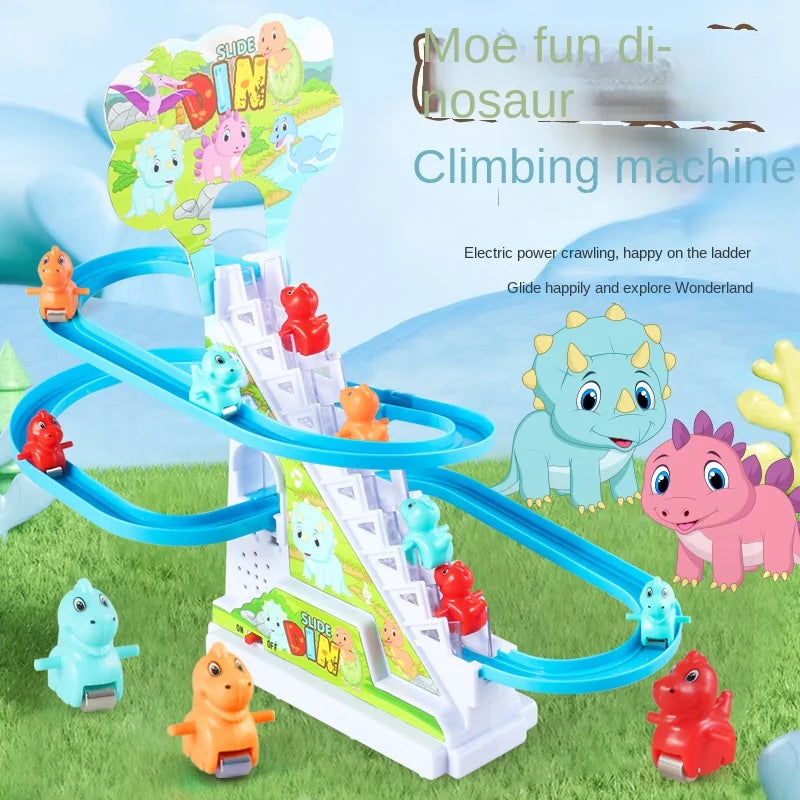 Electric Duck Track Rail Racing Slide Duckling Climbing Stairs Baby Toy LED Lights Musical Slide Roller Coaster Toys for Gift