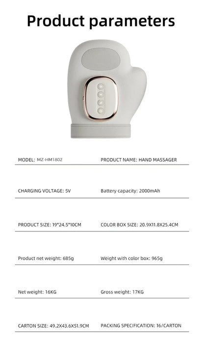 NEW Electric Hand Massager with Airbag Compress Carpal Tunnel Wrist Finger Massagers Portable Vibrating Gloves Kneading Rollers