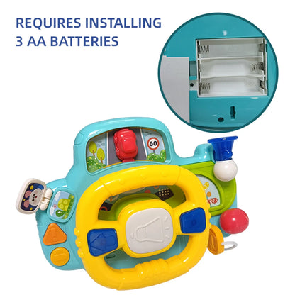 Baby Electric Steering Wheel for Stroller Simulate and Car Seats Driving Vocal Toys Educational Toys for 0-36 Months Toddlers