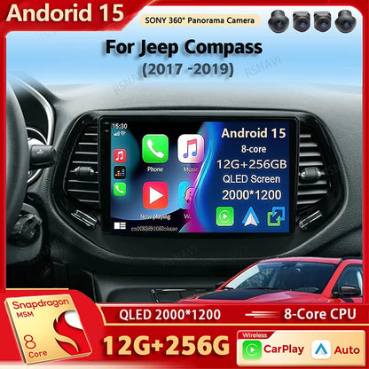 Android 15 Car Radio Multimedia Player For Jeep Compass 2017 2018 2019 Auto Carplay Car Stereo DSP wifi+4G Ai voice 2 Din BT Gps