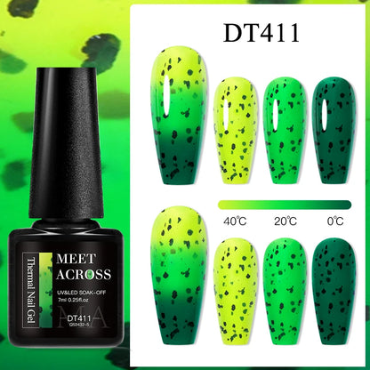 MEET ACROSS 75 Colors Thermal Nail Gel Polish 3 Colors Changing Nail Art Supplies for Manicure DIY Design Long Lasting UV/LED