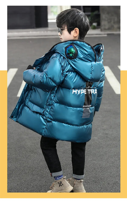 Boys Down Jacket Coat Overcoat Cotton 2022 Sliver Warm Plus Thicken Winter  Teenager Children's Clothing