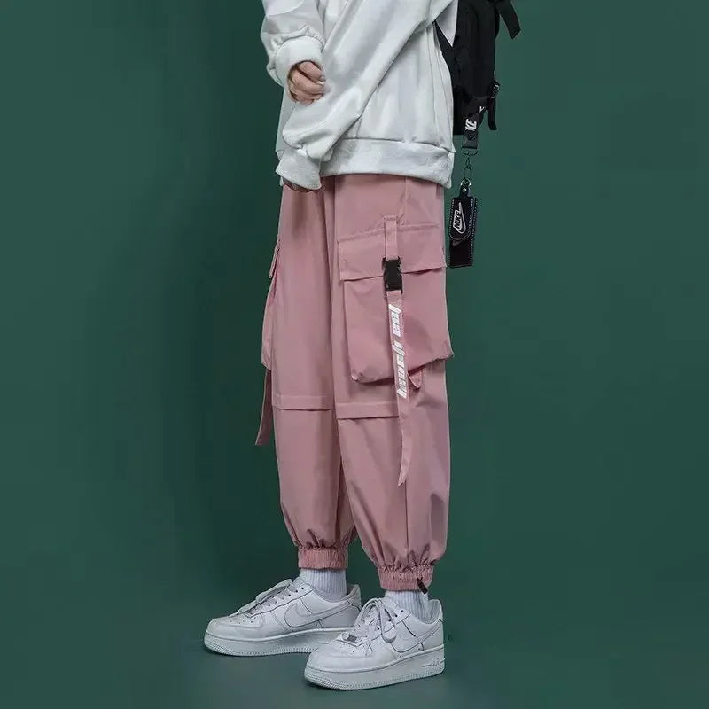Streetwear Men's Jogger Cargo Pants Loose Fit Elastic Ankles for Autumn Korean Style Casual and Versatile Sports Pants S-3XL