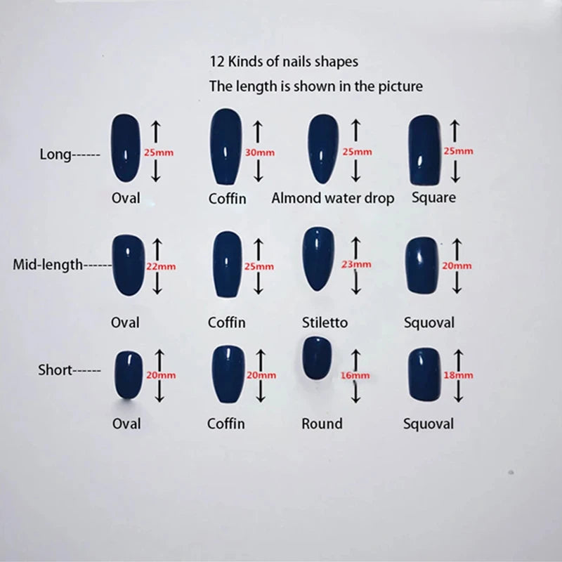 10PCS Design Handmade Press on Nails Full Cover Acrylic Fake Nails Medium-length Oval Reusable Artificial French Elegant Nails