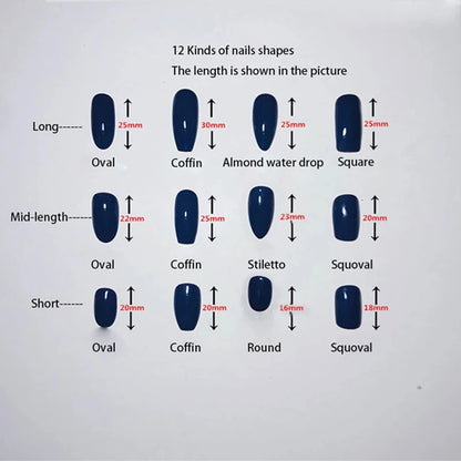10PCS Design Handmade Press on Nails Full Cover Acrylic Fake Nails Medium-length Oval Reusable Artificial French Elegant Nails