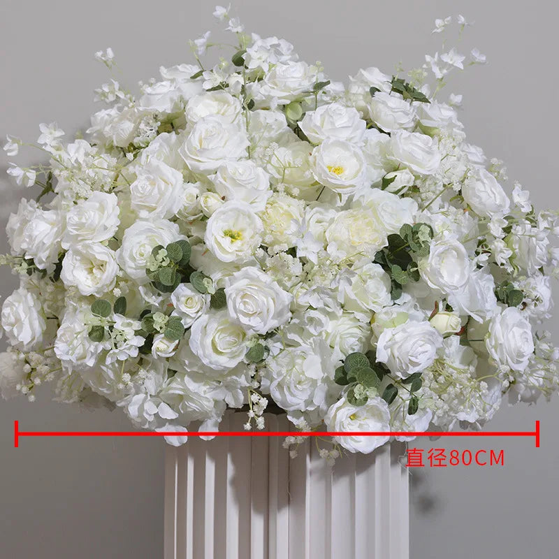 Customized hydrangea Rose Aritificial Flower Ball Road Leading White Silk Flower Ball Wedding Decoration Table Centrepiece decor