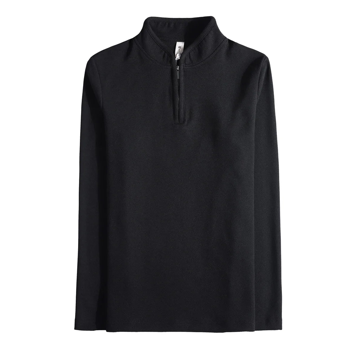 Men's Half Zipper Long Sleeved T-shirt Autumn Winter New Pure Color Thicken Slim Fit Elastic Fashionable Versatile T-Shirt