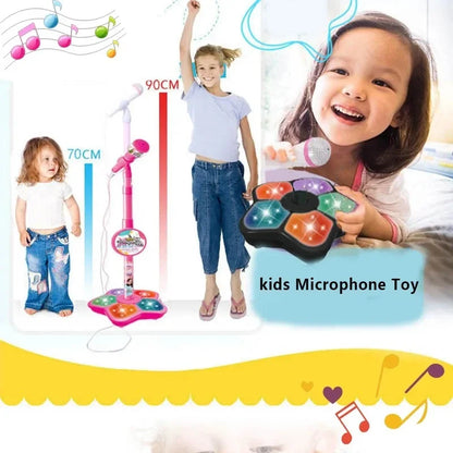 Kids Microphone with Stand Karaoke Song Vertical Mic Music Instrument Toys Brain-Training Educational Toy Birthday Gift Girl Boy