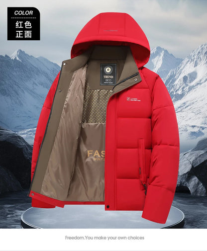 mens Parka Men's Jacket Hooded company Winter New down jacket Solid color Warm Jackets men business leisure coat teenager coats