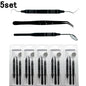 Dental Tools Set 5pc Stainless Steel Mouth Mirror Tweezers Curve Probe for Professional Teeth Cleaning Durable