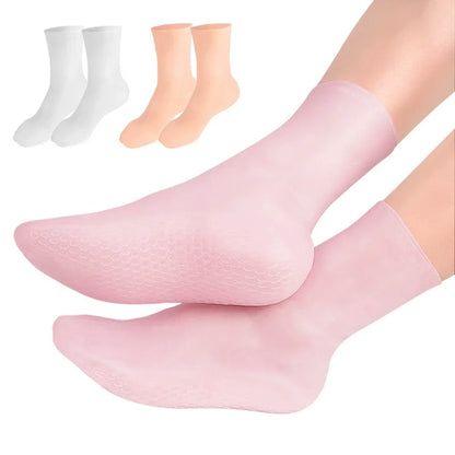 2Pcs Silicone Moisturizing Foot Socks for Dry Cracked Feet Foot Spa Treatment Socks Moisturizing Gel Socks Pedicure Foot Care