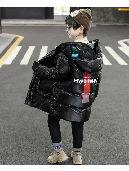 Boys Down Jacket Coat Overcoat Cotton 2022 Sliver Warm Plus Thicken Winter  Teenager Children's Clothing