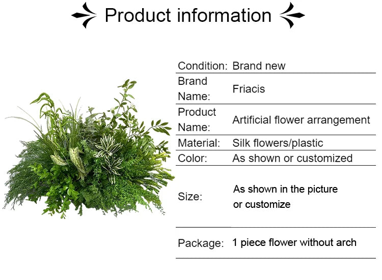 Green Plants Leaf Rose Flower Row Wedding Silk Table Floral Commercial Plaza Partition Hotel Scene Layout Floor Flowers Decor