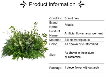 Green Plants Leaf Rose Flower Row Wedding Silk Table Floral Commercial Plaza Partition Hotel Scene Layout Floor Flowers Decor