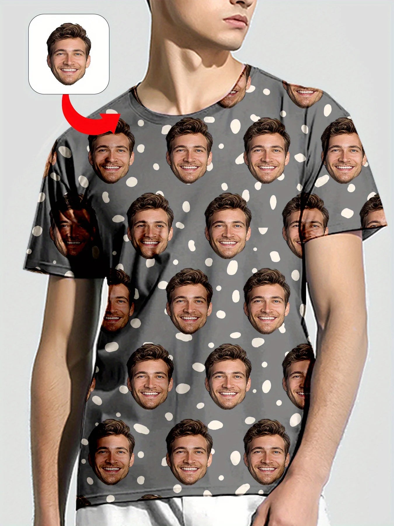 Men's 3d Custom Facial Printing T-Shirt Full Picture Custom Round Neck Short Sleeve Custom Exclusive Pattern Summer Gift