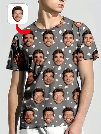 Men's 3d Custom Facial Printing T-Shirt Full Picture Custom Round Neck Short Sleeve Custom Exclusive Pattern Summer Gift