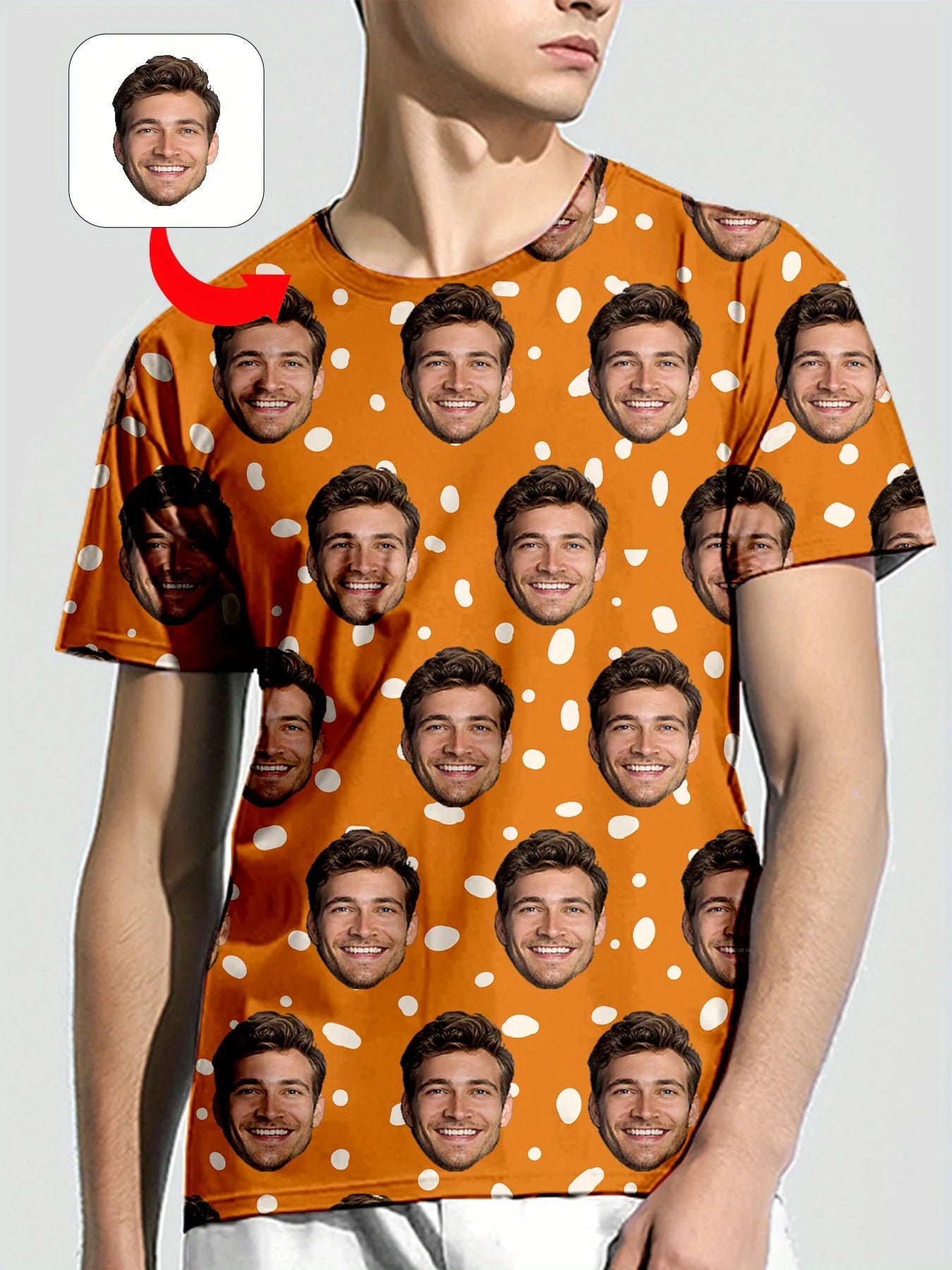 Men's 3d Custom Facial Printing T-Shirt Full Picture Custom Round Neck Short Sleeve Custom Exclusive Pattern Summer Gift