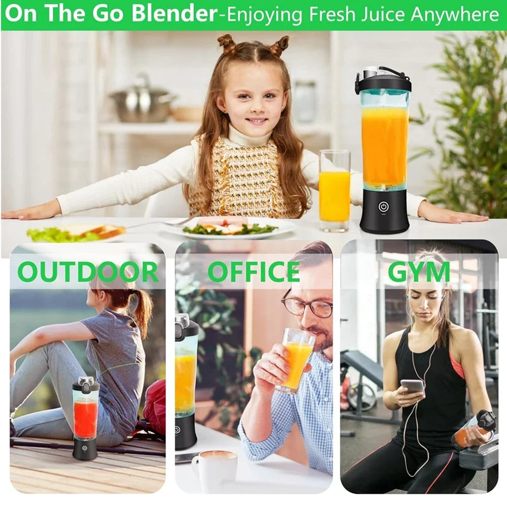 Portable Blender Personal Juicer - Kitchen 20oz USB Rechargeable 4000mAh Large Battery With 6 Blades for Smoothies Shakes Baby