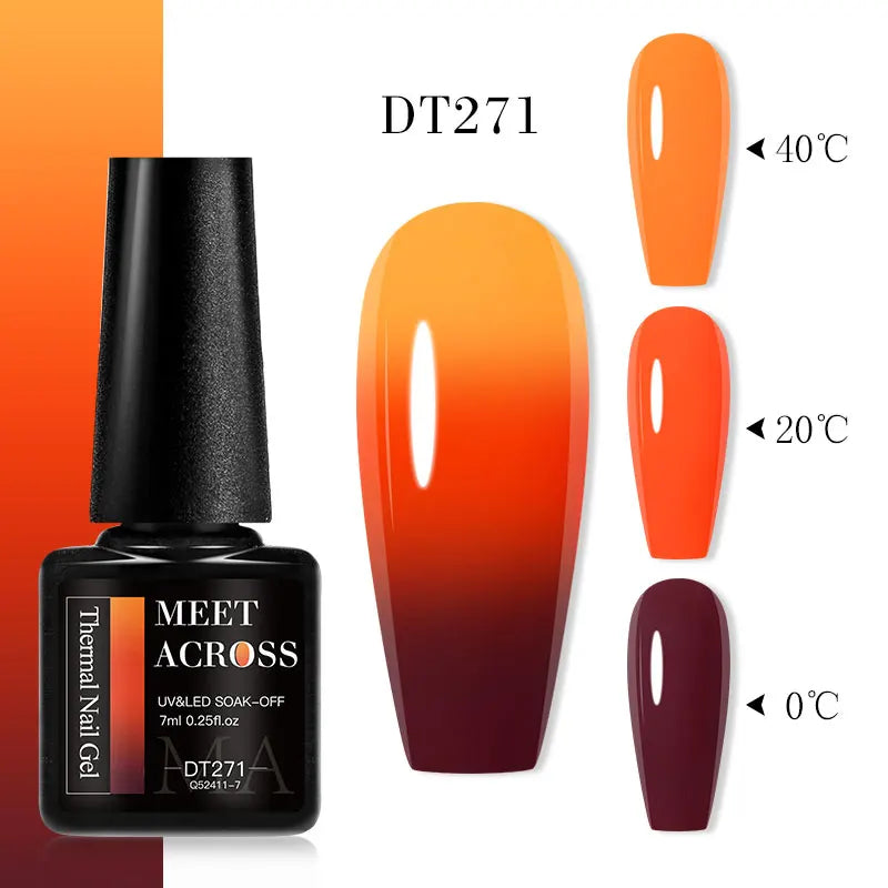 MEET ACROSS 75 Colors Thermal Nail Gel Polish 3 Colors Changing Nail Art Supplies for Manicure DIY Design Long Lasting UV/LED