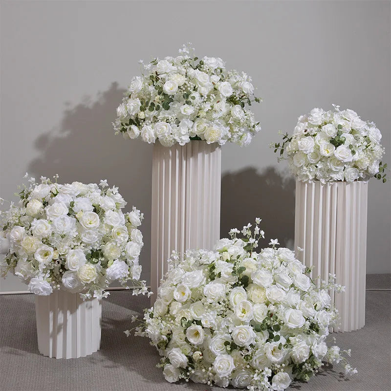 Customized hydrangea Rose Aritificial Flower Ball Road Leading White Silk Flower Ball Wedding Decoration Table Centrepiece decor