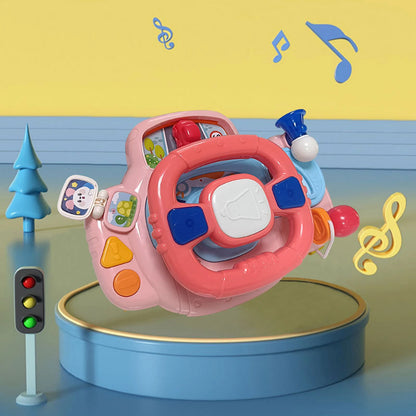 Baby Electric Steering Wheel for Stroller Simulate and Car Seats Driving Vocal Toys Educational Toys for 0-36 Months Toddlers