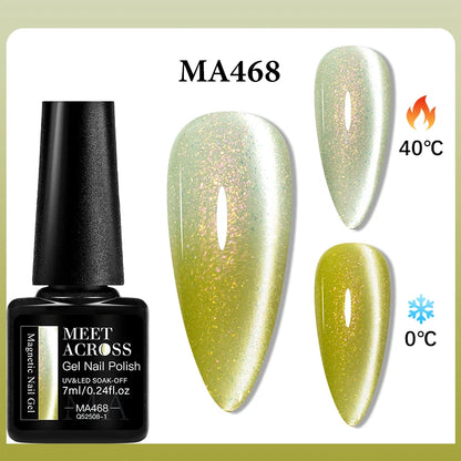 MEET ACROSS 75 Colors Thermal Nail Gel Polish 3 Colors Changing Nail Art Supplies for Manicure DIY Design Long Lasting UV/LED