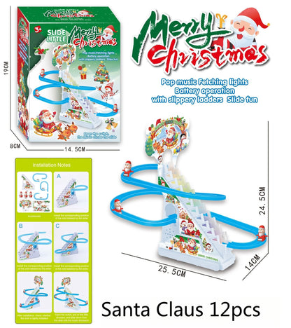 Electric Duck Track Rail Racing Slide Duckling Climbing Stairs Baby Toy LED Lights Musical Slide Roller Coaster Toys for Gift