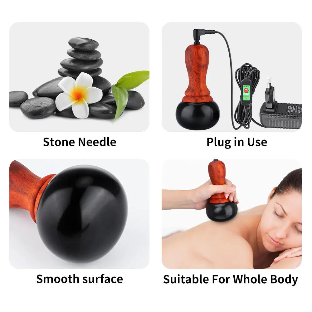 Electric Meridian Bianstone Warming Moxibustion Device Hot Stone Scraping SPA Guasha Massage Machine