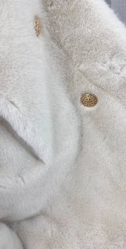 Faux fur coat long coat women's lapel double-breasted loose warm high-end atmospheric coat jacket 24 autumn and winter new