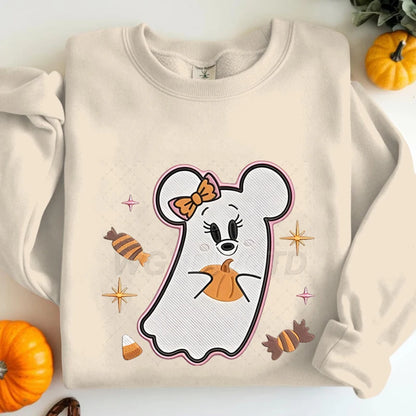 Couples Matching Halloween Sweatshirt Cartoon Cute Mickey Minnie Spooky Ghost Graphic Print Sweatshirts Halloween Couple Clothes