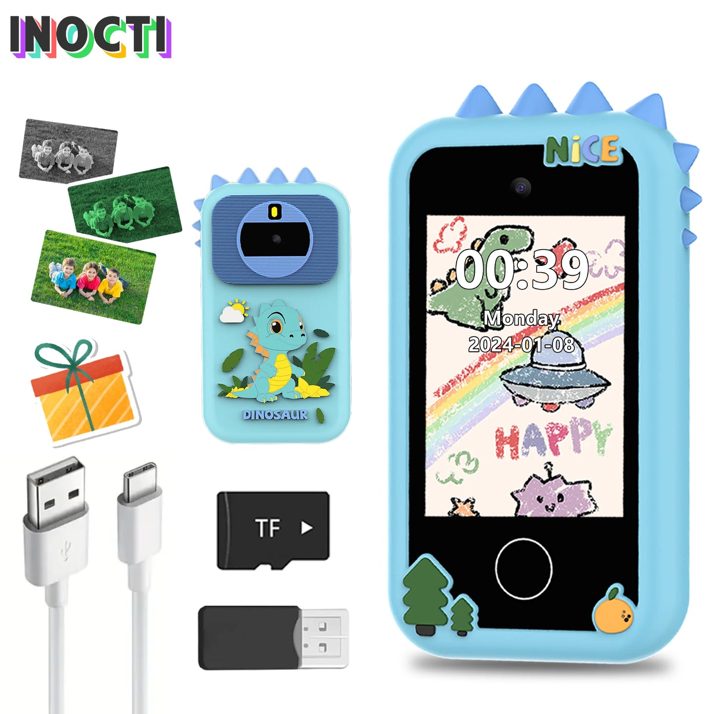 2025 New Kids Smart Phone Toy Toddler Mobile Educational Learning Dual Camera Music Player Toys For Christmas Birthday Gifts