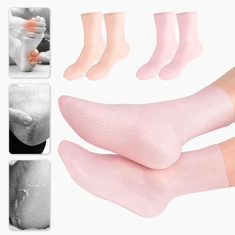 2Pcs Silicone Moisturizing Foot Socks for Dry Cracked Feet Foot Spa Treatment Socks Moisturizing Gel Socks Pedicure Foot Care