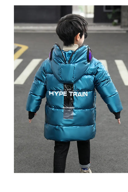 Boys Down Jacket Coat Overcoat Cotton 2022 Sliver Warm Plus Thicken Winter  Teenager Children's Clothing