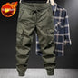 Trousers Man Motorcycle Winter Black Cargo Pants for Men Biker Fleece-lined Nylon Emo Fashion Plus Size High Quality Designer