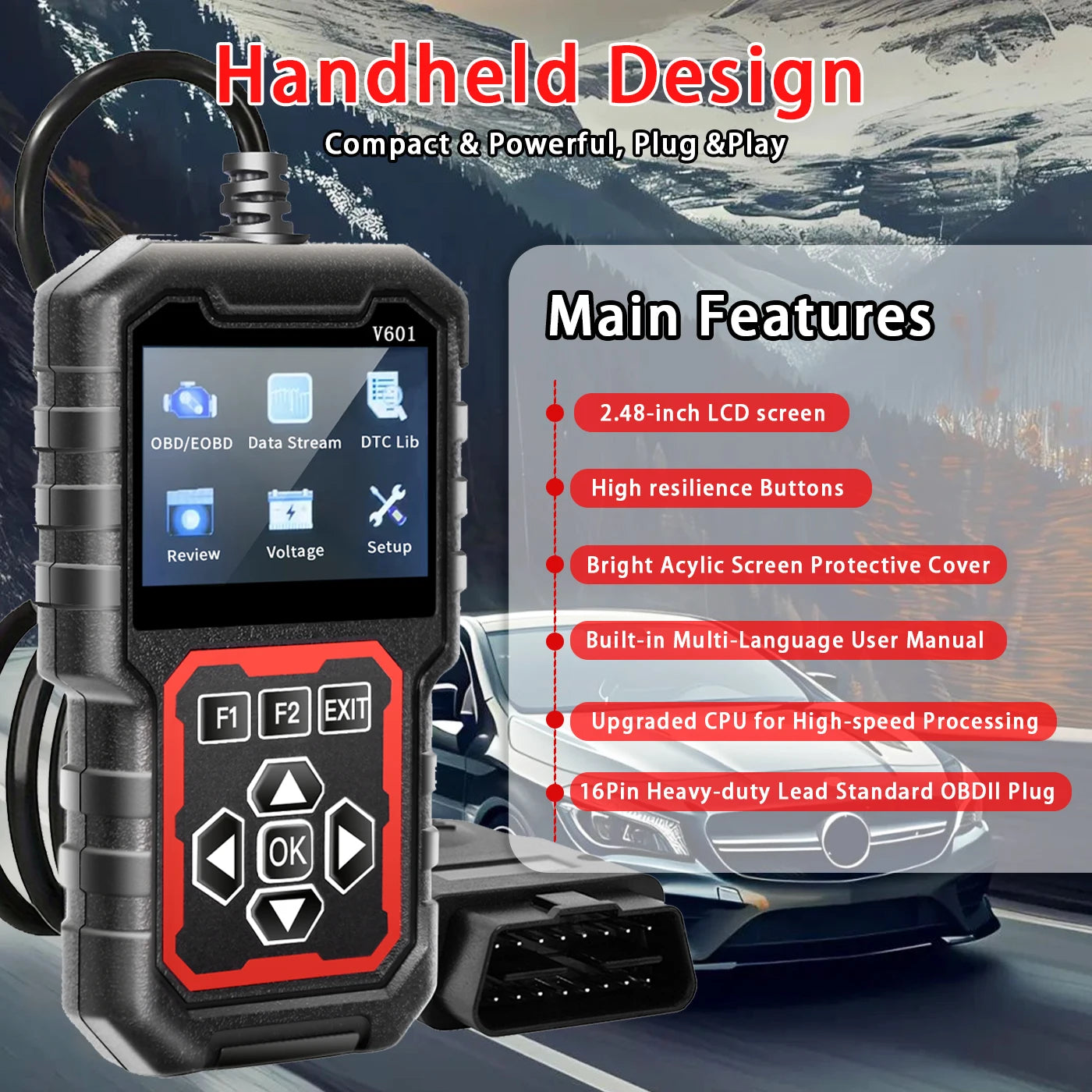Professional Obd2 Scanner, a Car Fault Code Reader Diagnostic Tool That Has Supported the Obd Ii Protocol since 1996, Supports Reading and Clearing Fault Codes, Battery Testing, No Battery Power Required, USB Powered