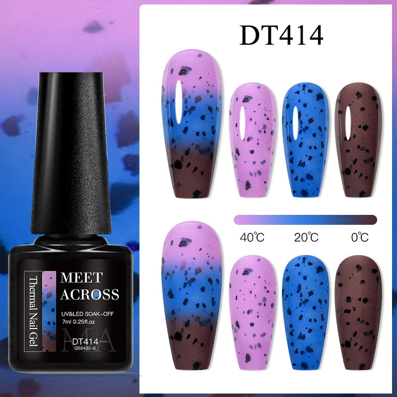 MEET ACROSS 75 Colors Thermal Nail Gel Polish 3 Colors Changing Nail Art Supplies for Manicure DIY Design Long Lasting UV/LED