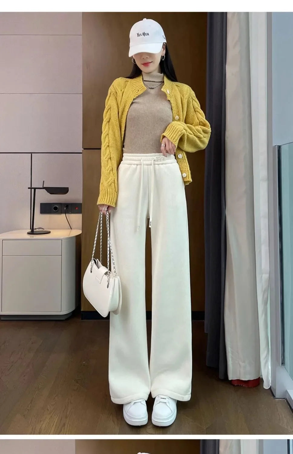 Thickened Corduroy Wide Leg Pants Women's Spring Autumn Fleece Lined Straight Narrow Version Winter Comfortable Trousers