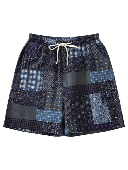 Bohemian Ethnic Men's Shorts Casual Striped Printed Hawaii Beach Men Pants Summer Oversized  Surfing Board Shorts for Man Women