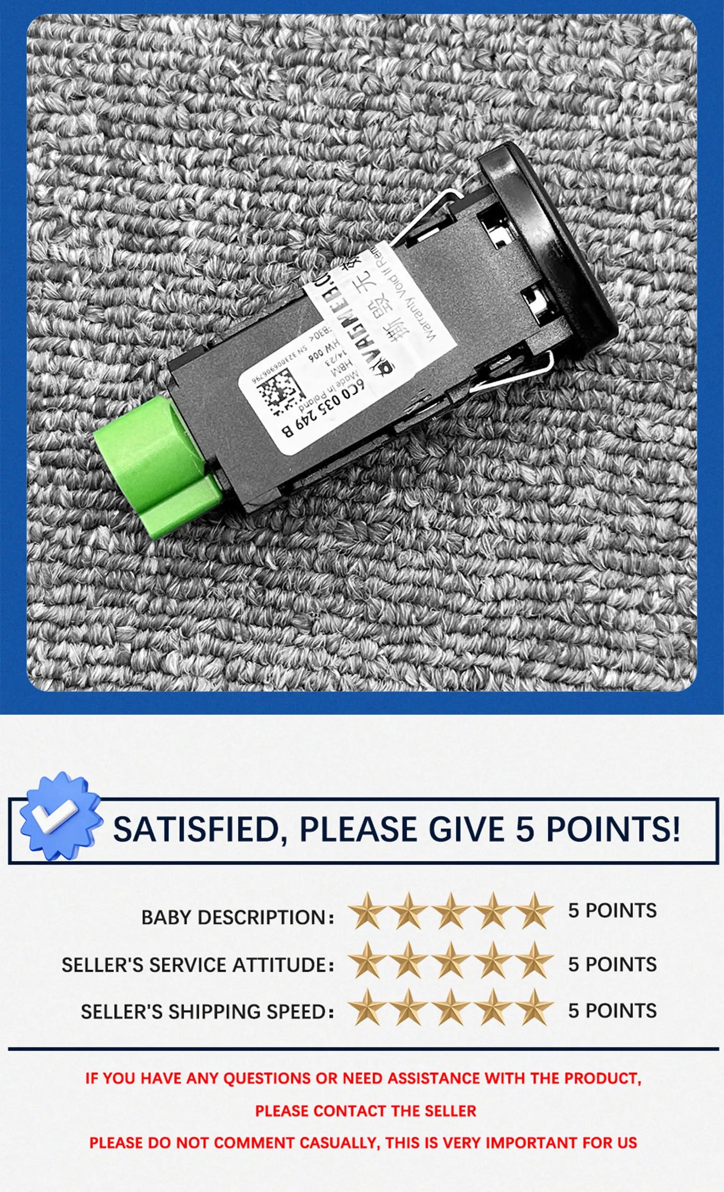 USB socket AUX IN socket for VW Golf convertible Polo/Derby/Vento IND Sharan Multivan Scirocco Alhambra 6C0 035 249 B 6C0035249B