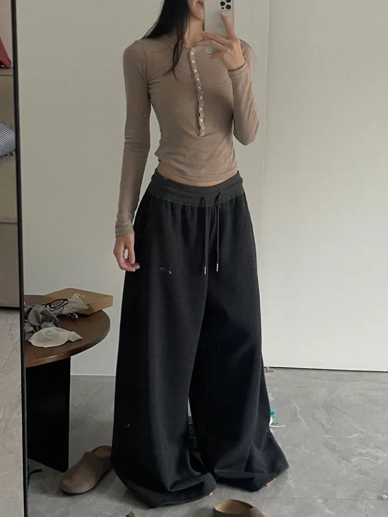 High Quality American Sporty Casual Pants Women's Loose Wide Leg Pants Jazz Dance Loose Trousers Autumn Seasonal Wear