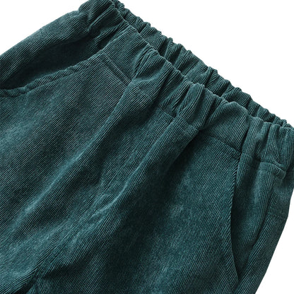 Boys' Christmas Print Set Children Boutique Clothing Suit 1-6 Years Baby Infant Green Corduroy Pants Outfit Festival Costume