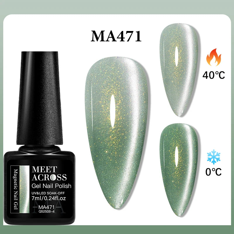 MEET ACROSS 75 Colors Thermal Nail Gel Polish 3 Colors Changing Nail Art Supplies for Manicure DIY Design Long Lasting UV/LED