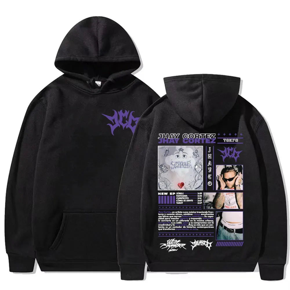Rapper Jhay Cortez Jhayco Album 2025 Tour Merch Hoodies Harajuku Hip Hop Punk Sweatshirts Casual Comfort Fleece Pullovers Hoodie