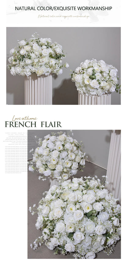 Customized hydrangea Rose Aritificial Flower Ball Road Leading White Silk Flower Ball Wedding Decoration Table Centrepiece decor