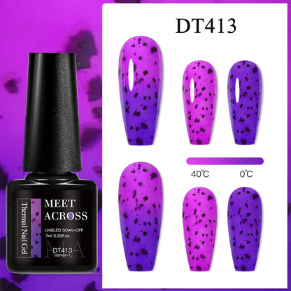 MEET ACROSS 75 Colors Thermal Nail Gel Polish 3 Colors Changing Nail Art Supplies for Manicure DIY Design Long Lasting UV/LED