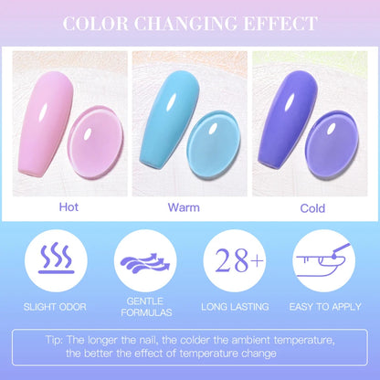 MEET ACROSS 75 Colors Thermal Nail Gel Polish 3 Colors Changing Nail Art Supplies for Manicure DIY Design Long Lasting UV/LED