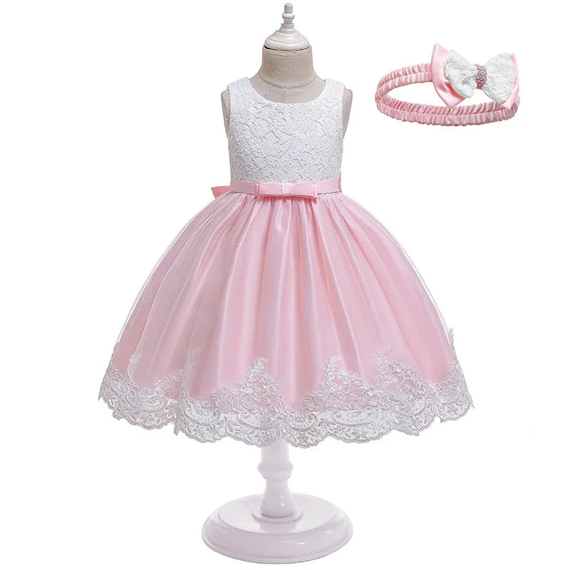 3D Flower Girls Party Princess Dress for Baby Christmas Gown 1-10 Yrs Birthday Bow Tulle Bridemaid Dresses Wedding Kids Clothing