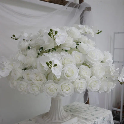 Baby blue rose delphinium Large Flower Ball Table CenterpieceEvent Wedding Decor Road Lead Artificial Floral Arrangement Bouquet